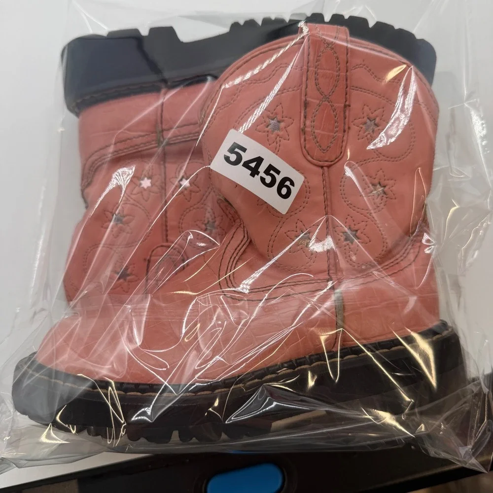 Roper Kids Pink Croc Embossed Star Western Cowboy Boots Size 11 09-018-1530-1505